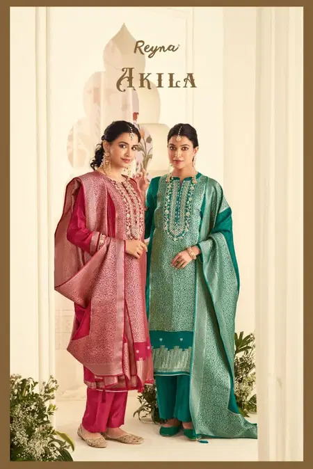 Akila By Reyna Silk Embroidery Wholesale Dress Material Suppliers In Mumbai

